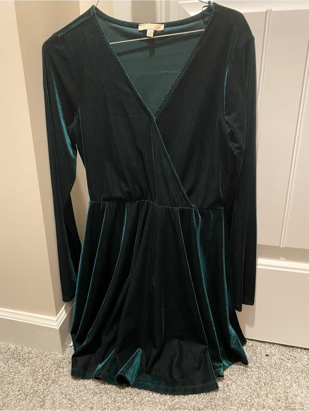 Gianni Bini Emerald Green Velvet Wrap Dress - Long Sleeve